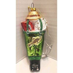 Glenhaven Happiness Is Fishing Glass Christmas Holiday Ornanent